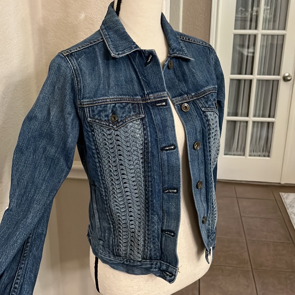 Rag & bone blue denim with crochet jean jacket - Picture 5 of 17